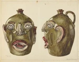 Faces Prints: Jug, c. 1940. Creator: Yolande Delasser