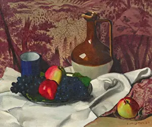 Vallotton Prints: Jug and fruit, 1924. Creator: Vallotton, Felix Edouard (1865-1925)