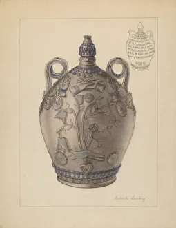 Lemberg Gertrude Prints: Jug with Stopper, c. 1937. Creator: Gertrude Lemberg