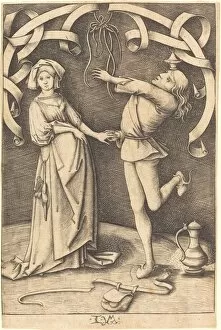 Chatelaine Collection: The Juggler and the Woman, c. 1495 / 1503. Creator: Israhel van Meckenem