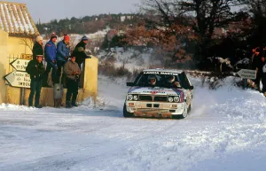 Monte Carlo Prints: Juha Kankkunen in Lancia Delta HF during 1987 Monte Carlo Rally. He finished 2nd overall
