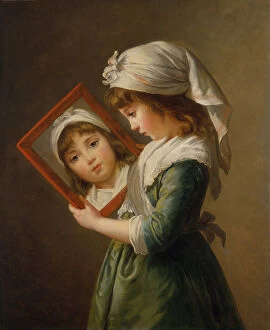 Elisabeth Vigee Le Brun Gallery: Julie Le Brun (1780-1819) Looking in a Mirror, 1787. Creator: Elisabeth Louise Vigee-LeBrun