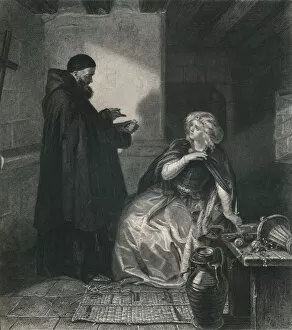 The Works Of Shakspere Gallery: Juliet in the Cell of Friar Lawrence (Romeo and Juliet), c1870. Artist: Herbert Bourne