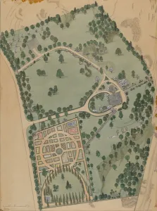 Birds Eye View Gallery: Jumel Estate, c. 1936. Creator: Virginia Richards