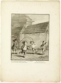 Auguste De Saint Aubin Gallery: Jump Rope, from The Games of the Urchins of Paris, 1770. Creator: Jean Baptiste Tilliard