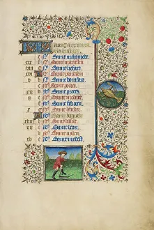 Cancer Prints: June Calendar Page: Mowing: Cancer; Book of Hours