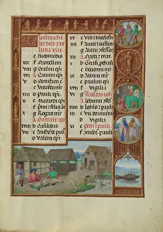 Roundel Prints: June Calendar Page: Sheepshearing: Cancer; Spinola Hours