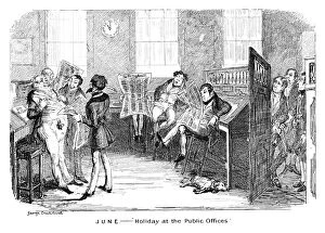 June - Holiday at the Public Offices, c1836.Artist: George Cruikshank