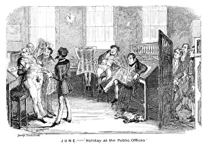 June - Holiday at the Public Offices, c1836. Artist: George Cruikshank