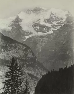 Albumen Print From Glass Negative Collection: Jungfrau, View from Mürren, Switzerland, c. 1860s. Creator: Charles Soulier (French