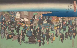 Fishmonger Prints: Junkei machi Yomise no Zu, ca. 1828. ca. 1828. Creator: Ando Hiroshige