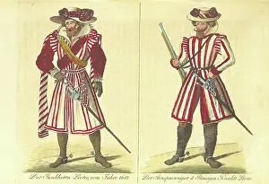 Beards Prints: The Junkherrn's livery from 1612; the Ainspaenniger & Raisigen Servants livery, (1860)