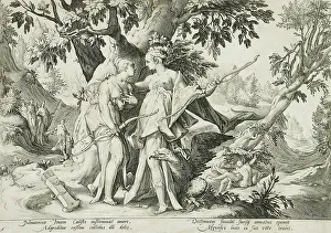 Henry Goltzius Prints: Jupiter Assuming the Form of Diana in Order to Seduce Callisto
