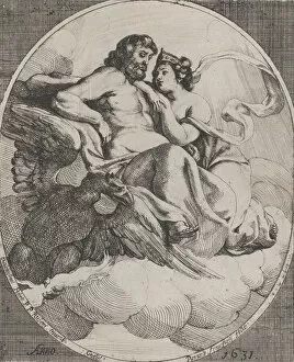 Pieter Pauwel Gallery: Jupiter and Juno seated on clouds, with an eagle holding thunderbolts below at left, 1631