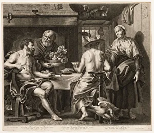 Jakob Jordaens Prints: Jupiter and Mercury with Baucis and Philemon, c. 1650. Creator: Nicolaes Lauwers