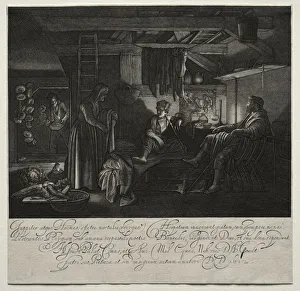 Hendrik Goudt Prints: Jupiter and Mercury at the House of Philemon and Baucis