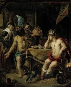 Baucis Prints: Jupiter and Mercury visiting Philemon and Baucis, 1644-1676. Creator: Joan van Noort