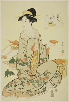 Eishi Chobunsai Collection: Jurojin, from the series 'A Comparison of the Treasures of the Gods of Good Fortune... c. 1795