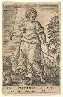 Wierix Gallery: Justice, an allegorical figure holding a balance in her left hand