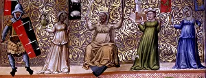 Turin Prints: Detail of the Justice, miniature in Codex Justinian Institutiones Feudorum et Alia