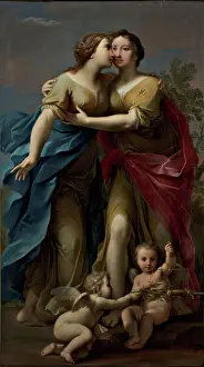 Fondazione Cassa Di Risparmio Di Cesena Prints: Justice and Peace Embracing, 1715-1717. Creator: Franceschini, Marcantonio (1648-1729)