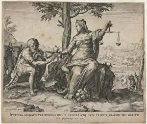 Nemesis Collection: Justice Rewards Toil, 1566. Artist: Cort, Cornelis (1533-1578)