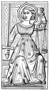 Weighing Device Prints: Justice, tarot card, 14th century, (1870)