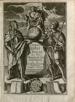 History Of Law Gallery: Justinianus Corpus Iuris Civilis (Body of Civil Law). Frontispiece, 1663