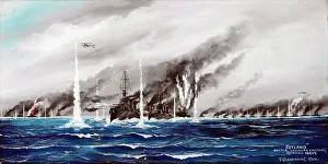 Sea Battle Prints: Jutland. Battle Cruisers Engaging German Navy, 1916. Creator: John Gibb Glendinning