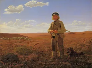 Multitasking Prints: A Jutland Shepherd on the Moors, 1855. Creator: Frederik Vermehren