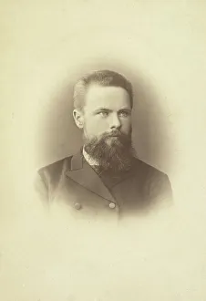 K Mikhailov, head-and-shoulders portrait, facing slightly right, between 1880 and 1886. Creator: Unknown