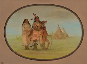 A K nisteneux Warrior and Family, 1861 / 1869. Creator: George Catlin