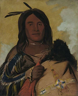 Lakota Gallery: Ka-pés-ka-da, Shell Man, an Oglala Brave, 1832. Creator: George Catlin