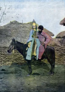 L Boulanger Prints: Kabardin couple on a journey, c1890