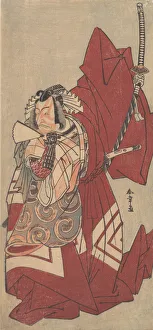 Kabuki Actor Ichikawa Danjuro V in a Shibaraku (Stop Right There!) Role... 11th month 1776. Creator: Shunsho