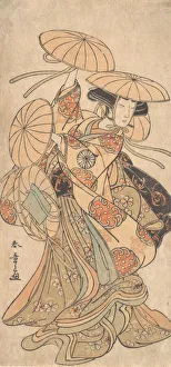 Kabuki Actor Nakamura Tomijuro I in a Female Dance Role, ca. 1777. Creator: Shunsho