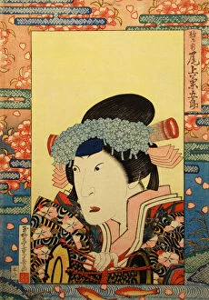 Onoe Baiko Gallery: Kabuki actor Onoe Kikugorô III as Shizuka Gozen, 1830. Creator: Gyokuryutei Shigeharu