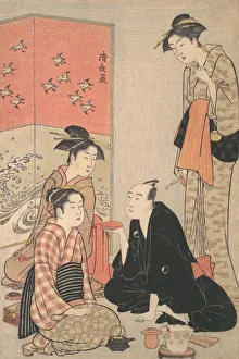 Tea Ceremony Prints: The Kabuki Actor Sawamura Sojuro III and Courtesans, ca. 1783-84. Creator: Torii Kiyonaga