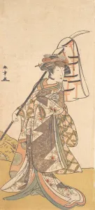 Kabuki Actor Segawa Kikunojo III in a Female Role (Shizuka Gozen), ca. 1777. Creator: Shunsho