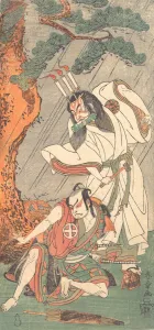 Kabuki Actors Ichimura Uzaemon IX as Ko-kakeyama and Otani Hiroji III as Koga Saburo, ca Kabuki Actors Ichimura Uzaemon IX as Ko-kakeyama and Otani Hiroji III as Koga Saburo, ca