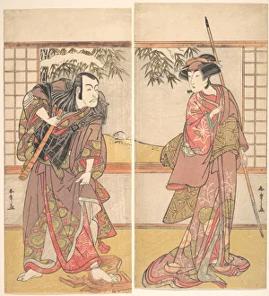 Tsuneyo Osagawa Prints: Kabuki Actors Osagawa Tsuneyo II and Ichikawa Danjuro V, ca. 1780s. Creator: Shunsho
