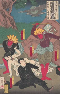 Kabuki Performance Featuring Red Indians and Kubuki Actors, late 19th century