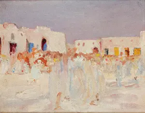 Market Place Prints: Kairouan (At a Bazaar), 1911. Creator: Jan Ciaglinski