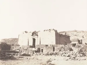 Felix Teynard Prints: Kalabcheh (Talmis), Ruines du temple - Facade et Mur d Enceinte, 1851-52