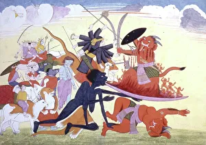 Goddesses Prints: Kali Conquers Raktabija, 1775-1800. Creator: Unknown