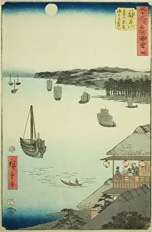 Tea House Prints: Kanagawa: View over the Sea from the Teahouses on the Hill (Kanagawa)