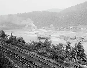 Rail Road Prints: Kanawha Falls, New River canyon, W. Va. c.between 1910 and 1920. Creator: Unknown