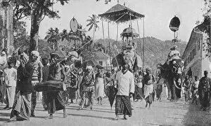 Kandy Gallery: Kandy. Perahera Prcession Passing, c1890, (1910). Artist: Alfred William Amandus Plate