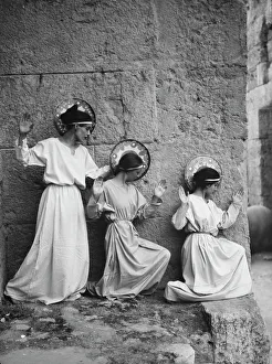 Hands Up Prints: Kanellos dance group at ancient sites in Greece, 1929 Creator: Arnold Genthe