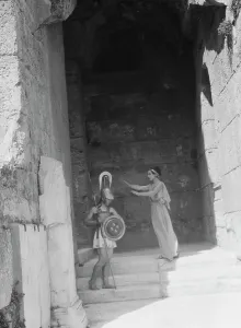 Kanellos dance group at ancient sites in Greece, 1929 Creator: Arnold Genthe